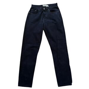 Vintage Banana Republic Black Straight Jeans Contrast Stitch Button Fly 29x32